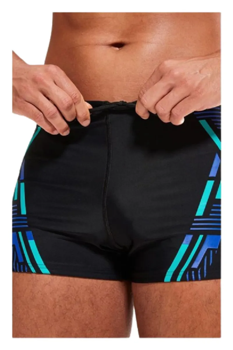 Speedo Men's Tech Print Aquashort Black/Blue/Aquarium-4